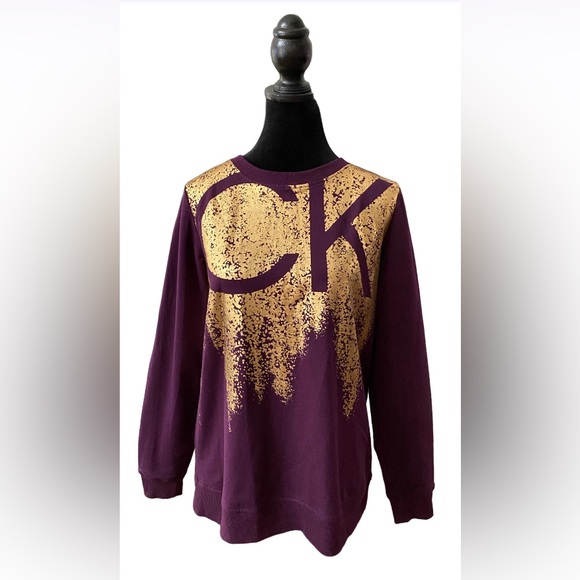 Calvin Klein Sweaters - Calvin Klein: Purple and Gold Sweatshirt
